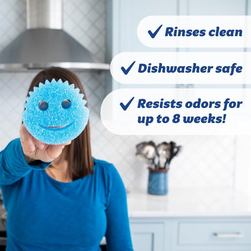 Scrub Daddy 6 إسفنجات مطبخ و 1 حامل إسفنجات دادي - خالي من BPA ومصنوع من رغوة البوليمر - مقاوم للبقع والروائح، أدوات تنظيف متعددة الاستخدامات خالية من الخدوش - Image 5